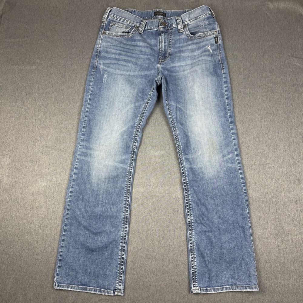 Silver Jeans Co Craig Bootcut Jeans Mens 34x32 Light Wash Western Denim Pants